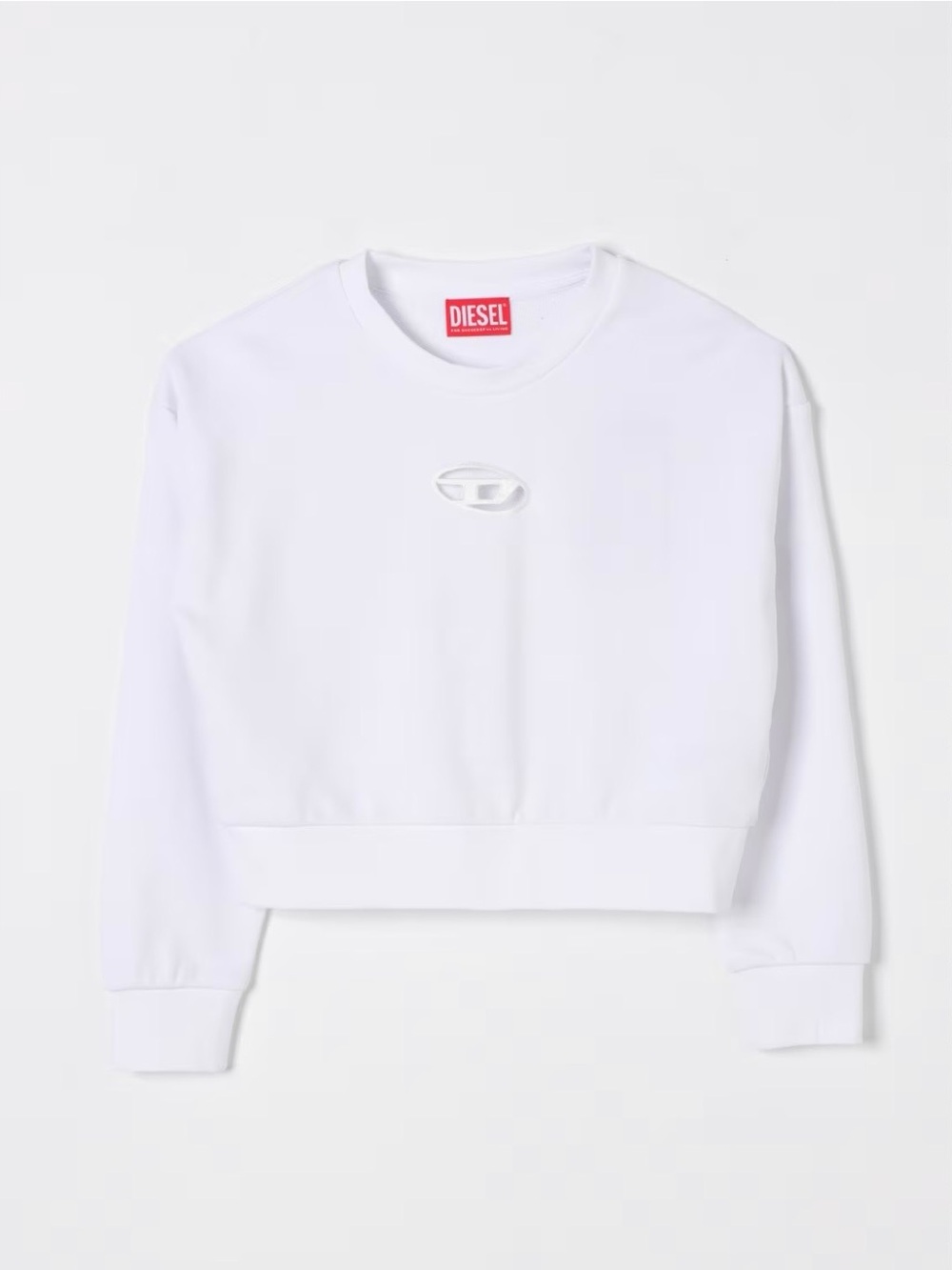 DIESEL Kids Girls Logo Cutout Sweatshirt, White, 12Y